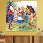 Alice, De Leeuw en de Unicorn in Wonderland Canvas Afdruk (Insitu (Woonkamer))