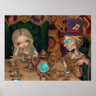 Alice & de Mad Hatter steampunk wonderland Print