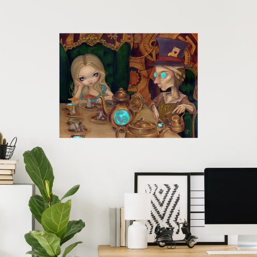 Alice & de Mad Hatter steampunk wonderland Print (Thuiskantoor)