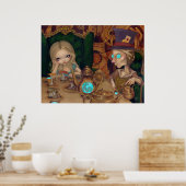 Alice & de Mad Hatter steampunk wonderland Print (Keuken)