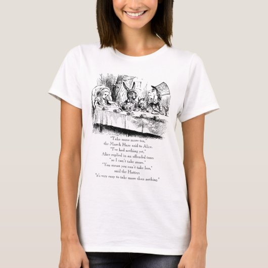 Alice & de Mad Tea Party met "niets" citaat T-shirt (Voorkant)