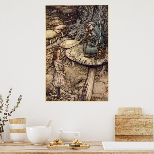 Alice & de Rups door Arthur Rackham Poster (Keuken)