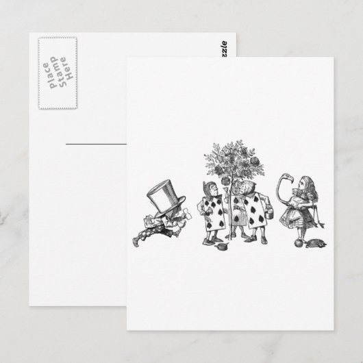 Alice & de Wonderland Gang in Zwart-wit Briefkaart (Voorkant / Achterkant)