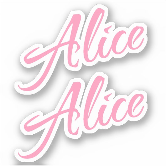 Alice Decoratieve Naam in Roze x2 Sticker (Voorkant)