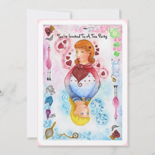 Alice die de Uitnodiging van de Kaart speelt (Voorkant)