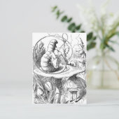 Alice die naar boven kijkt naar de Caterpaal Briefkaart (Staand voorkant)