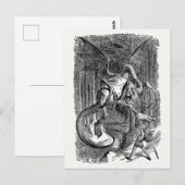 Alice Door Het Kijken Glas - De Jabberwocky Briefkaart (Voorkant / Achterkant)