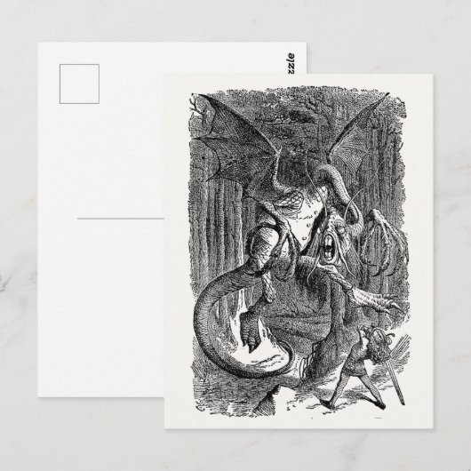 Alice Door Het Kijken Glas - De Jabberwocky Briefkaart (Voorkant / Achterkant)