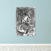 Alice Door Het Kijken Glas - De Jabberwocky Canvas Afdruk (Insitu (Houten vloer))