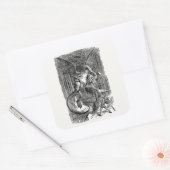 Alice Door Het Kijken Glas - De Jabberwocky Vierkante Sticker (Envelop)