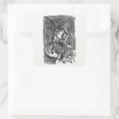 Alice Door Het Kijken Glas - De Jabberwocky Vierkante Sticker (Tas)