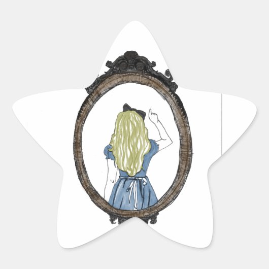Alice door het uitziende glas ster sticker (Voorkant)