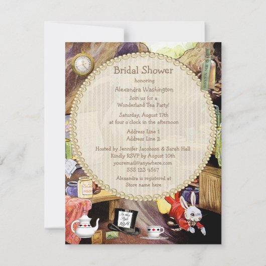 Alice Down the Rabbit Hole Vrijgezellenfeest Kaart (Achterkant)