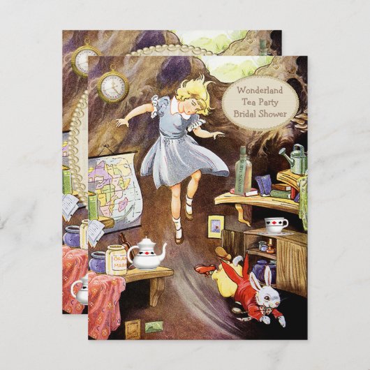 Alice Down the Rabbit Hole Vrijgezellenfeest Kaart (Voorkant / Achterkant)