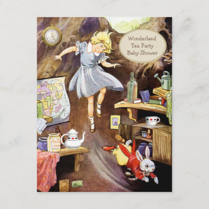 Alice Down the Rabbit Hole Wonderland Baby shower Kaart