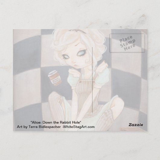 Alice Down the Rabbit Hole wonderland briefkaart (Achterkant)