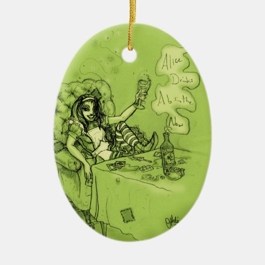 Alice Drink Absinthe Now Keramisch Ornament (Voorkant)