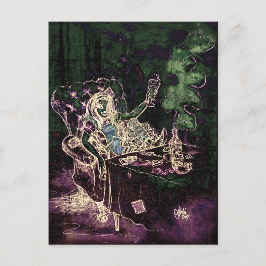Alice Drink Absinthe Now (negatief) Briefkaart (Voorkant)