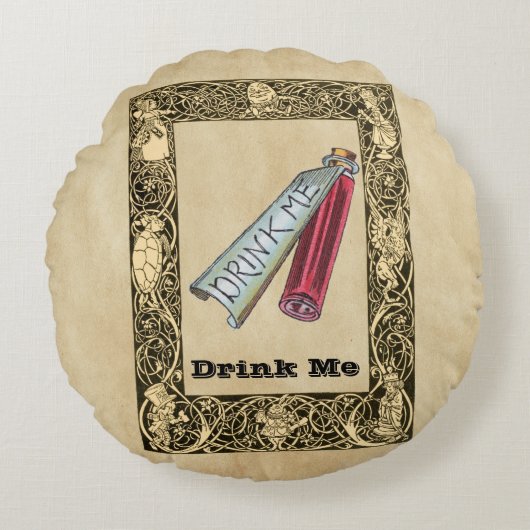 Alice - Drink Me 1865 Rond Kussen (Voorkant)