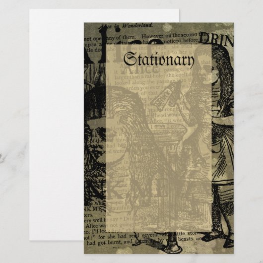 Alice Drink me Collage Briefpapier (Voorkant / Achterkant)