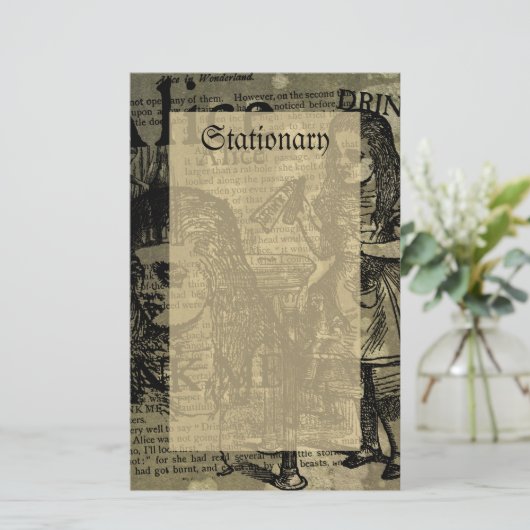 Alice Drink me Collage Briefpapier (Staand voorkant)