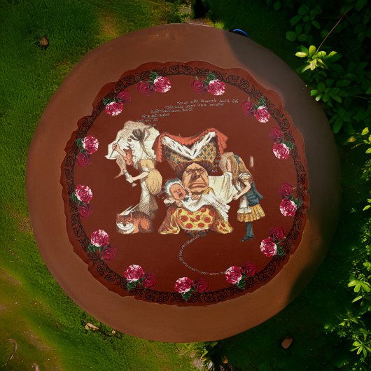 Alice Duchess Cheshire Cat Burgundy Pouf Rond Kussen