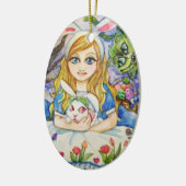 Alice en Bunny Keramisch Ornament (Links)
