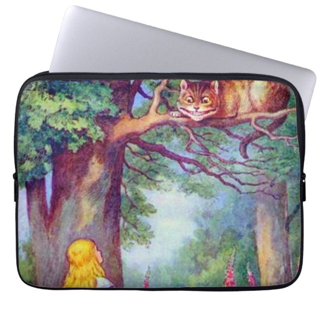 Alice en Cheshire Cat Electronics Bag Laptop Sleeve (Voorkant)