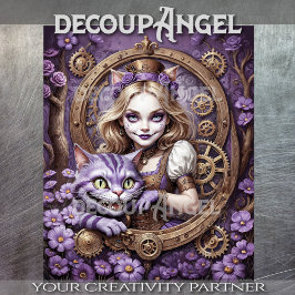 Alice en Cheshire Cat in Paarse Steampunk-stijl Tissuepapier