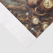 Alice en Cheshire Cat in Steampunk-Land Decoupage Tissuepapier (Detail)