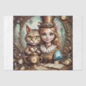 Alice en Cheshire Cat in Steampunk-Land Decoupage Tissuepapier (Voorkant)