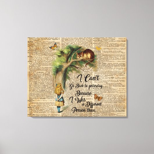 Alice en Cheshire Cat Quote Dictionary Art Canvas Afdruk (Voorkant)