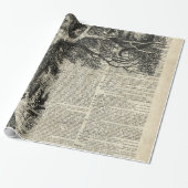 Alice en Cheshire Stencil Art over de oude boekpag Cadeaupapier (Uitgerold)