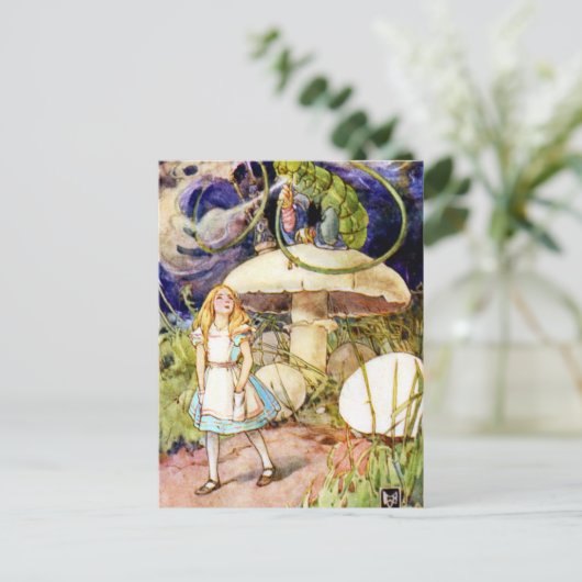 Alice en de Caterpijler in Wonderland Briefkaart (Staand voorkant)