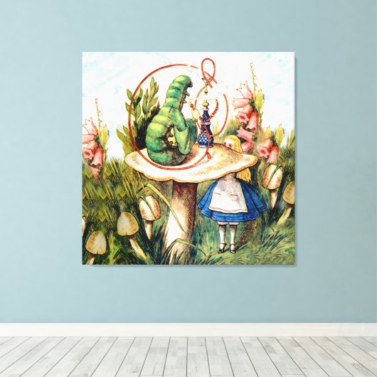 Alice en de Caterpijler in Wonderland Canvas Afdruk (Insitu (Houten vloer))