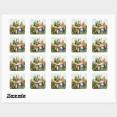 Alice en de Caterpijler in Wonderland Vierkante Sticker (Vel)