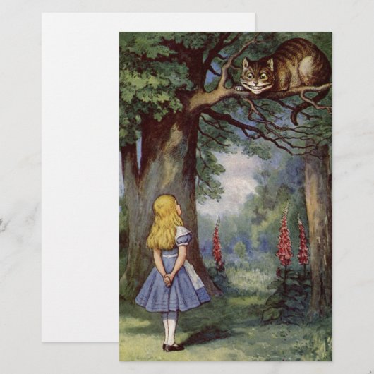 Alice en de Cheshire Cat Briefpapier (Voorkant / Achterkant)