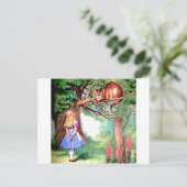 Alice en de Cheshire Cat in Wonderland Briefkaart (Staand voorkant)