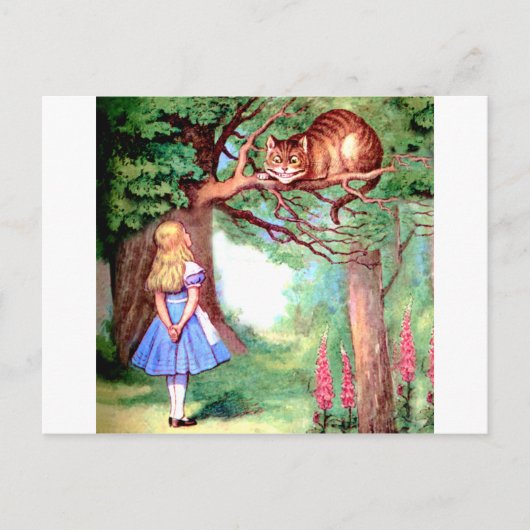 Alice en de Cheshire Cat in Wonderland Briefkaart (Voorkant)