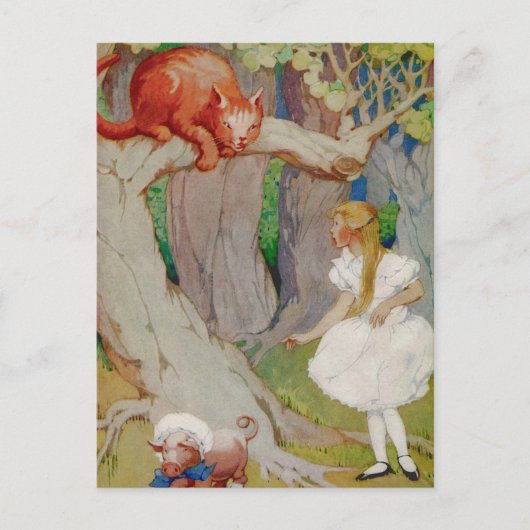Alice en de Cheshire Cat in Wonderland Briefkaart (Voorkant)