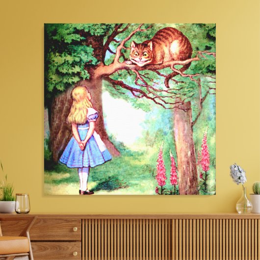 Alice en de Cheshire Cat in Wonderland Canvas Afdruk (Insitu (Woonkamer))