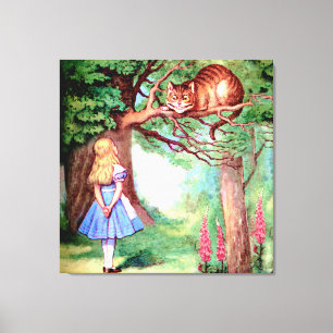 Alice en de Cheshire Cat in Wonderland Canvas Afdruk