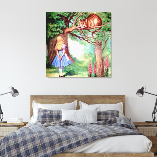 Alice en de Cheshire Cat in Wonderland Canvas Afdruk (Insitu (Slaapkamer))