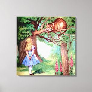 Alice en de Cheshire Cat in Wonderland Canvas Afdruk