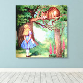 Alice en de Cheshire Cat in Wonderland Canvas Afdruk (Insitu (Houten vloer))