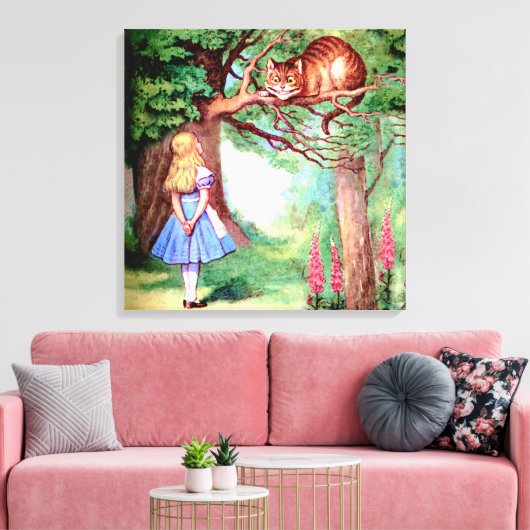 Alice en de Cheshire Cat in Wonderland Canvas Afdruk (Insitu (Woonkamer))