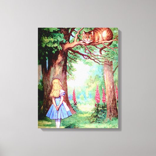 Alice en de Cheshire Cat in Wonderland Canvas Afdruk (Voorkant)