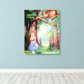 Alice en de Cheshire Cat in Wonderland Canvas Afdruk (Insitu (Houten vloer))