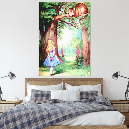 Alice en de Cheshire Cat in Wonderland Canvas Afdruk (Insitu (Slaapkamer))