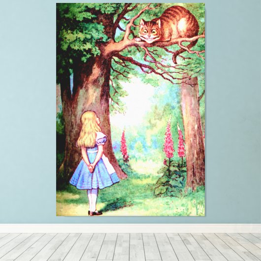 Alice en de Cheshire Cat in Wonderland Canvas Afdruk (Insitu (Houten vloer))